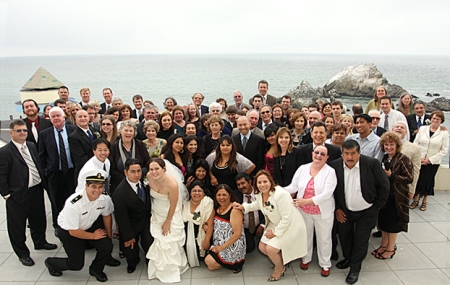 Wedding group shot at Cliff house in San Francisco